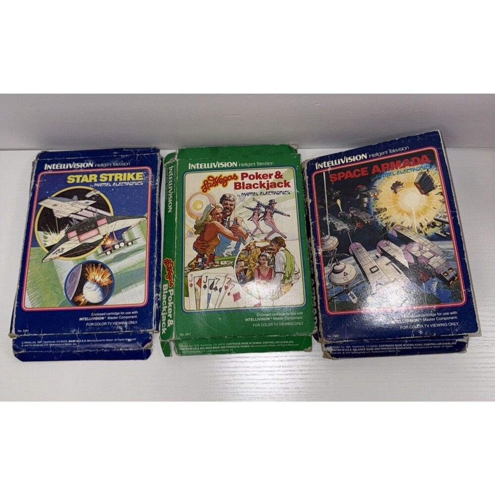 Mattel Intellivision 3 Game Space Armada- Star Strike -Las Vegas Poker Blackjack